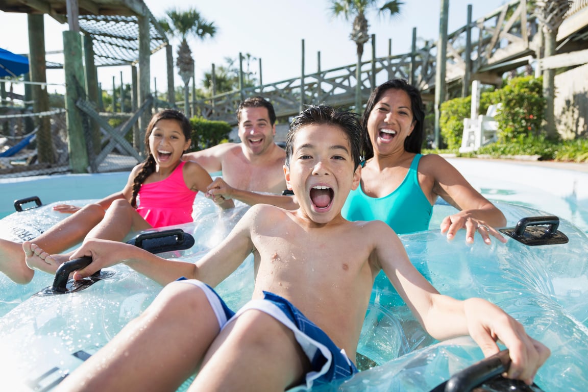 Family at water park