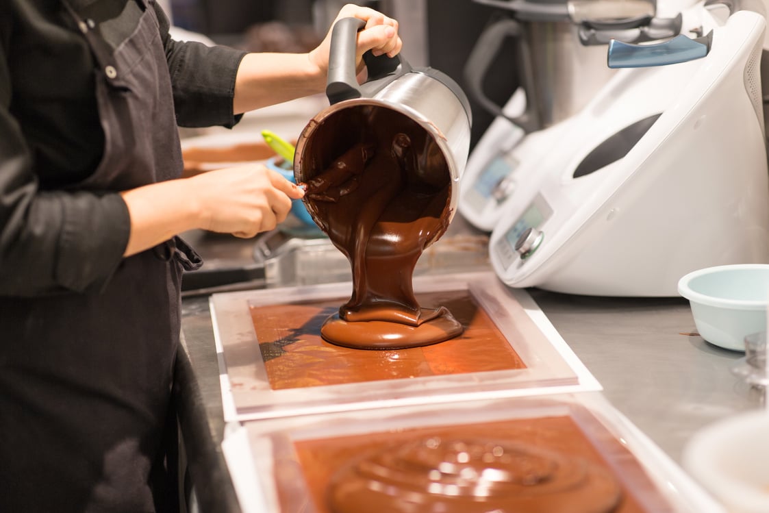 Confectioner Making Chocolate Dessert