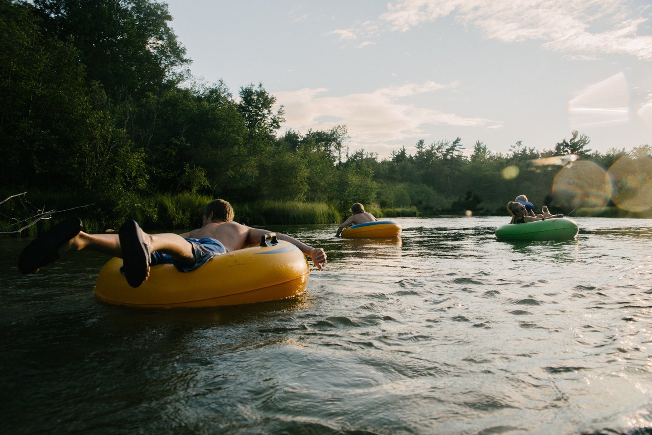 Tubing in river